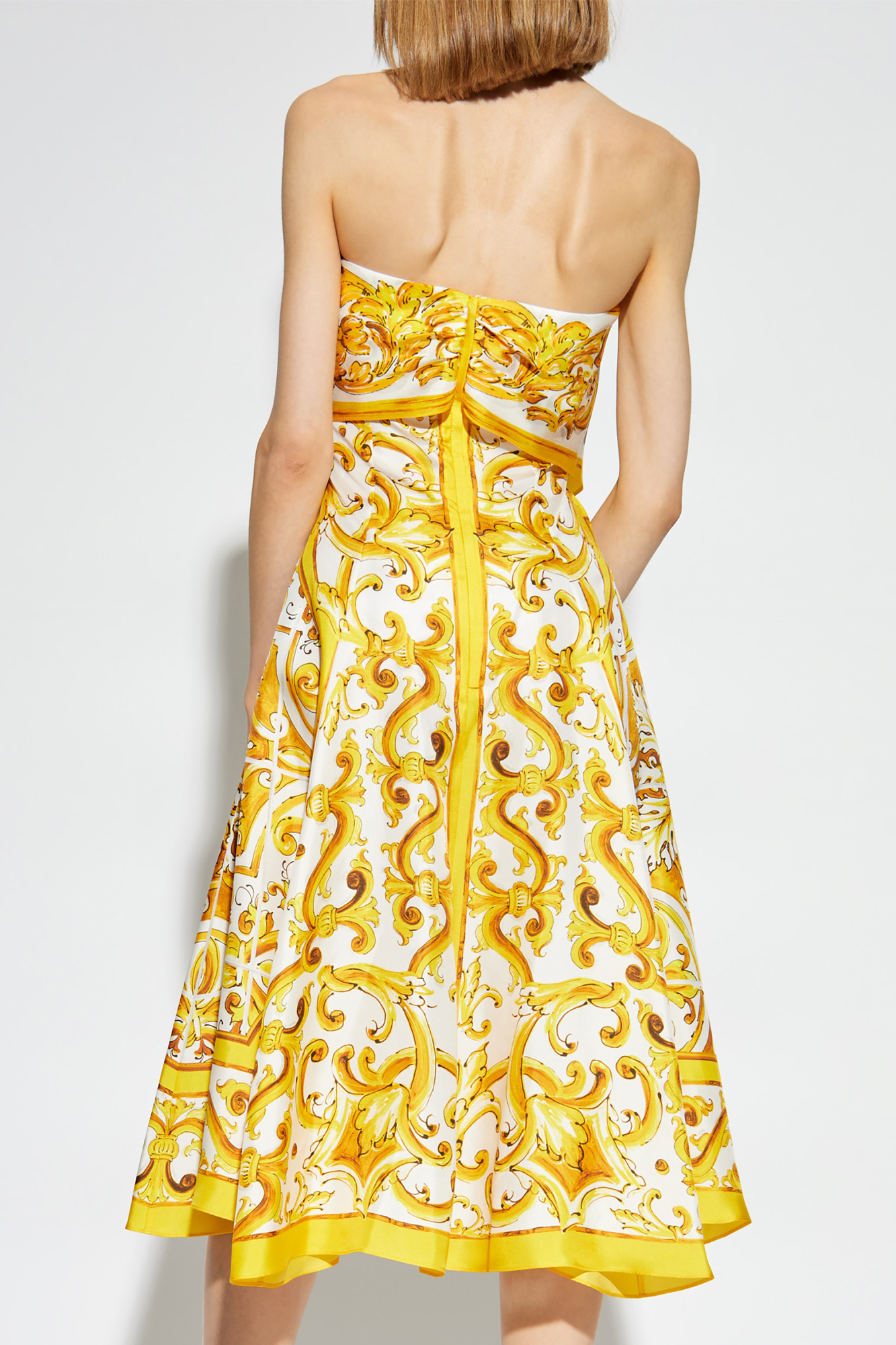 Yellow Dress with 'Majolica' print Dolce & Gabbana